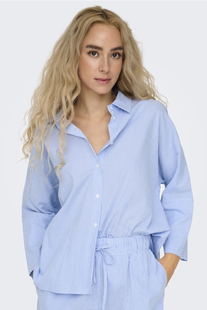 ONLAUGUSTA SHIRT WVN 15347661 Cloud Dancer/BLUE STRIPES
